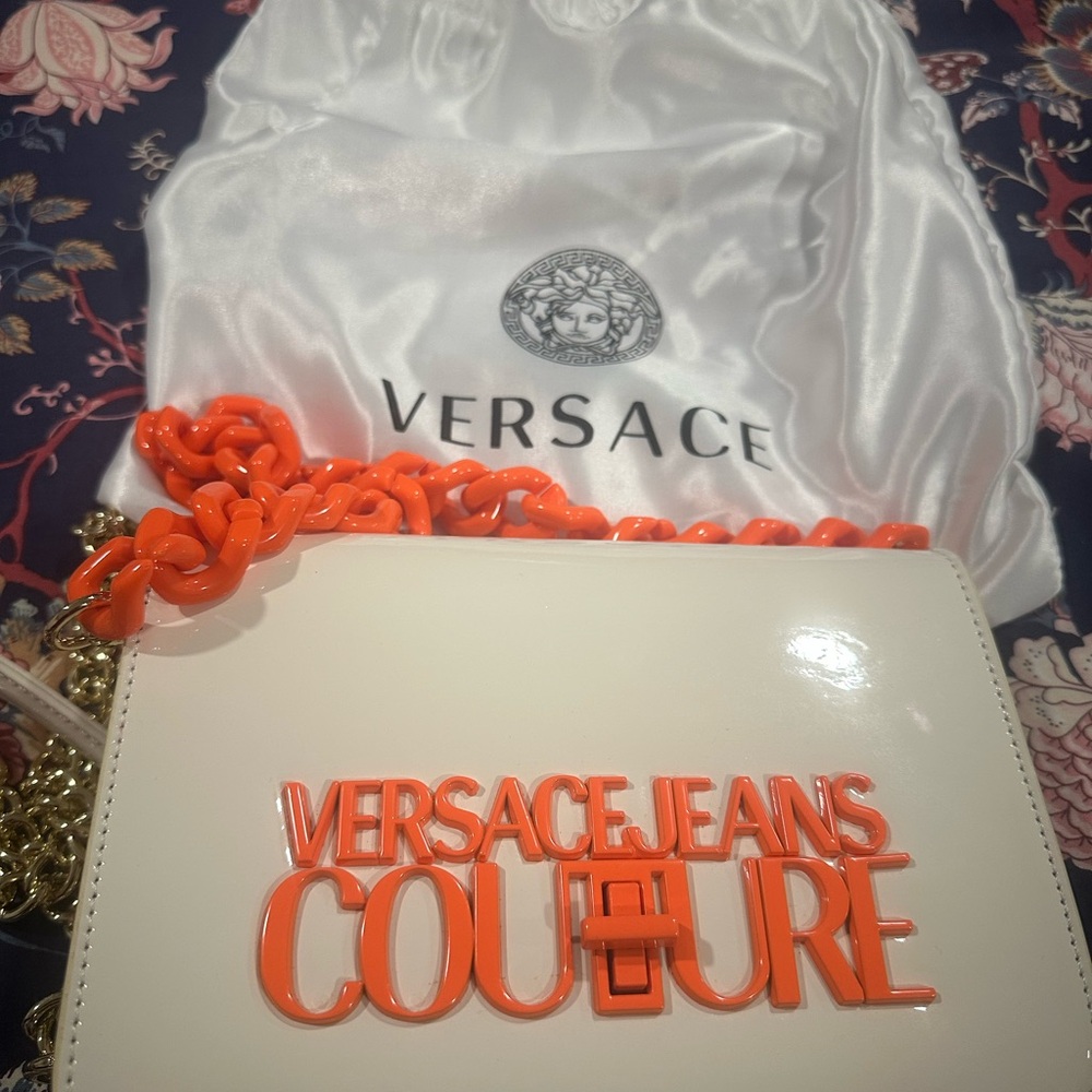 Versace Jeans Couture White and Orange Crossbody Bag